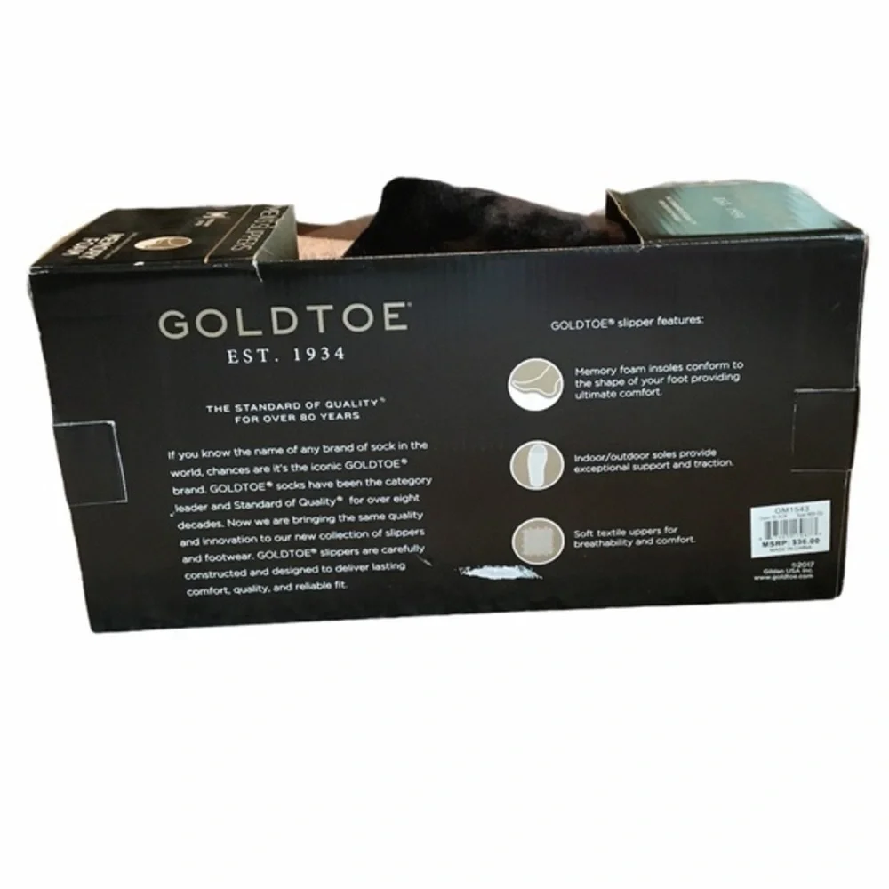 🌸NIB GOLDTOE Mens Memory Foam Slippers - Med 9/10